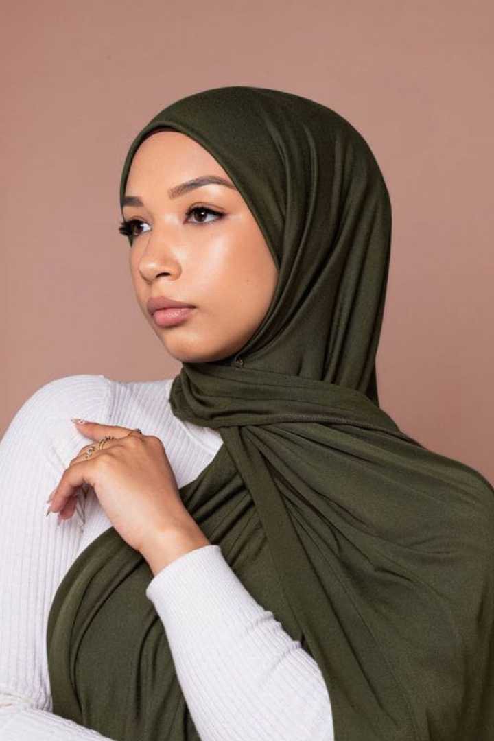 korean jersey fabric hijab Olive