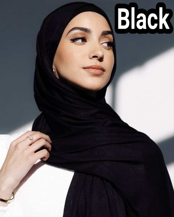 korean jersey fabric hijab Black
