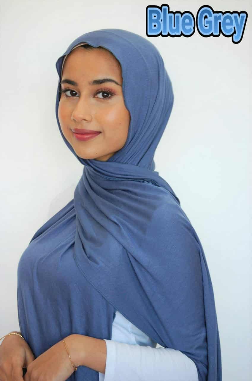 korean jersey fabric hijab  [ Blue grey ]