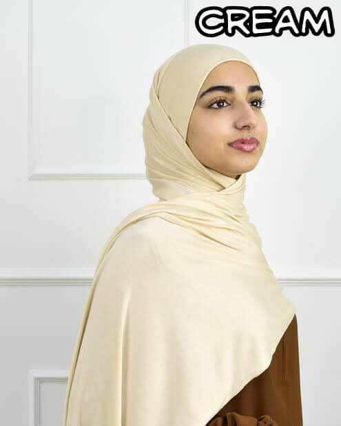 korean jersey fabric hijab 
[ Cream ]