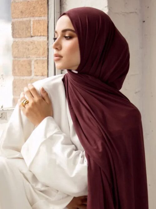 premium Jersey fabric Hijab 
[dark Maroon ]