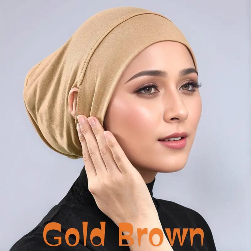 Jersey fabric inner cap 
[ gold,brown]