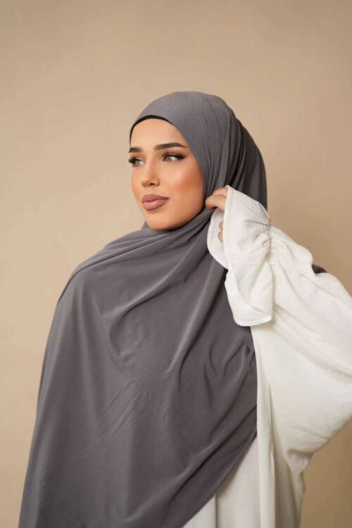 Korean Jersey Fabric Hijab 
[ Dark Ash ]